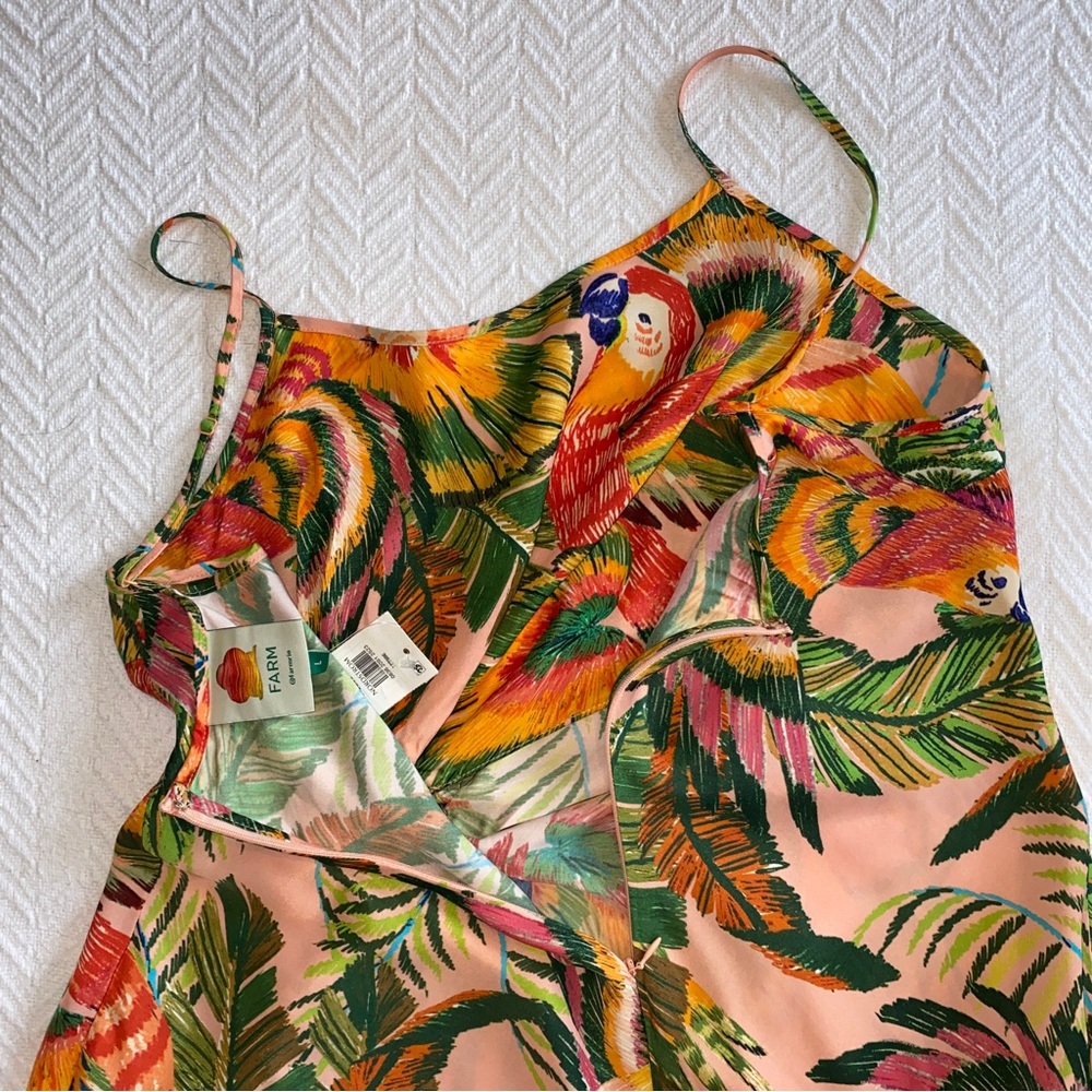 🎄 FARM Rio Macaw Leaves Side Knot Dress - Picture 2 of 6